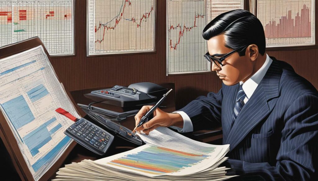 Investment Banker analyzing financial data