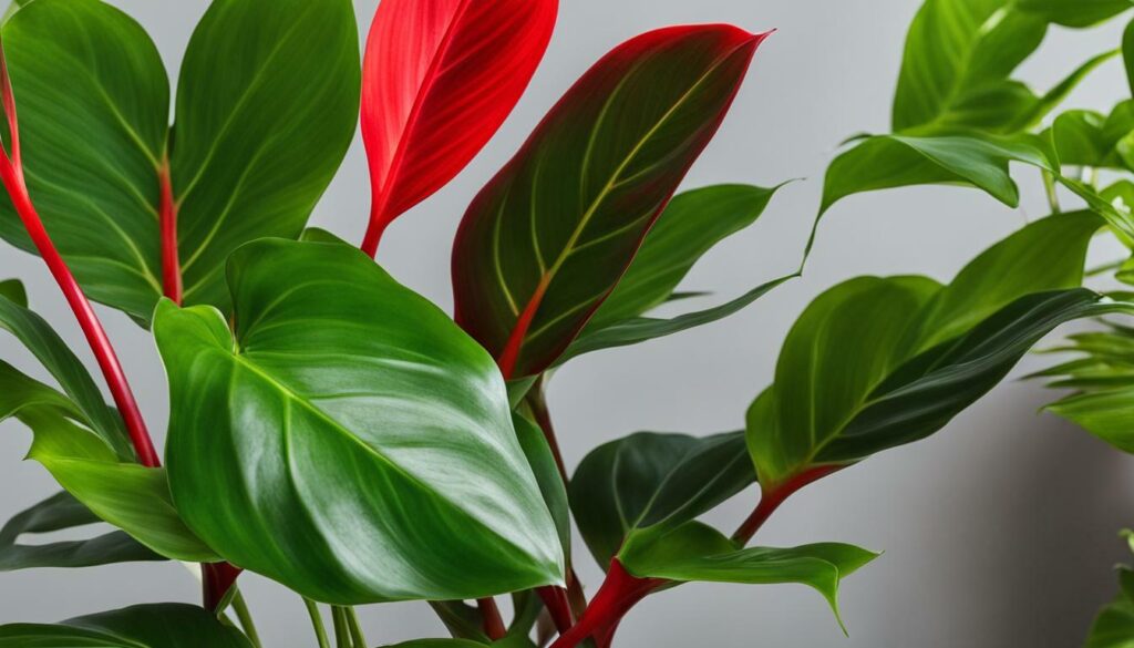 Philodendron 'Ring of Fire' foliage