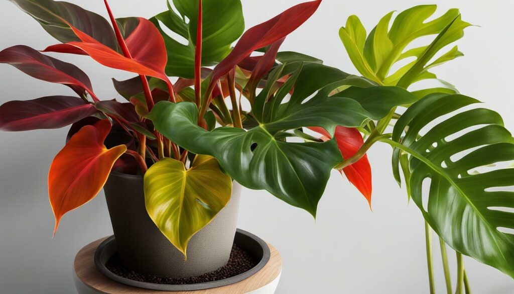 Philodendron 'Ring of Fire' with vibrant foliage
