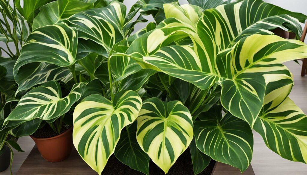 variegated Philodendron 'Burle Marx'