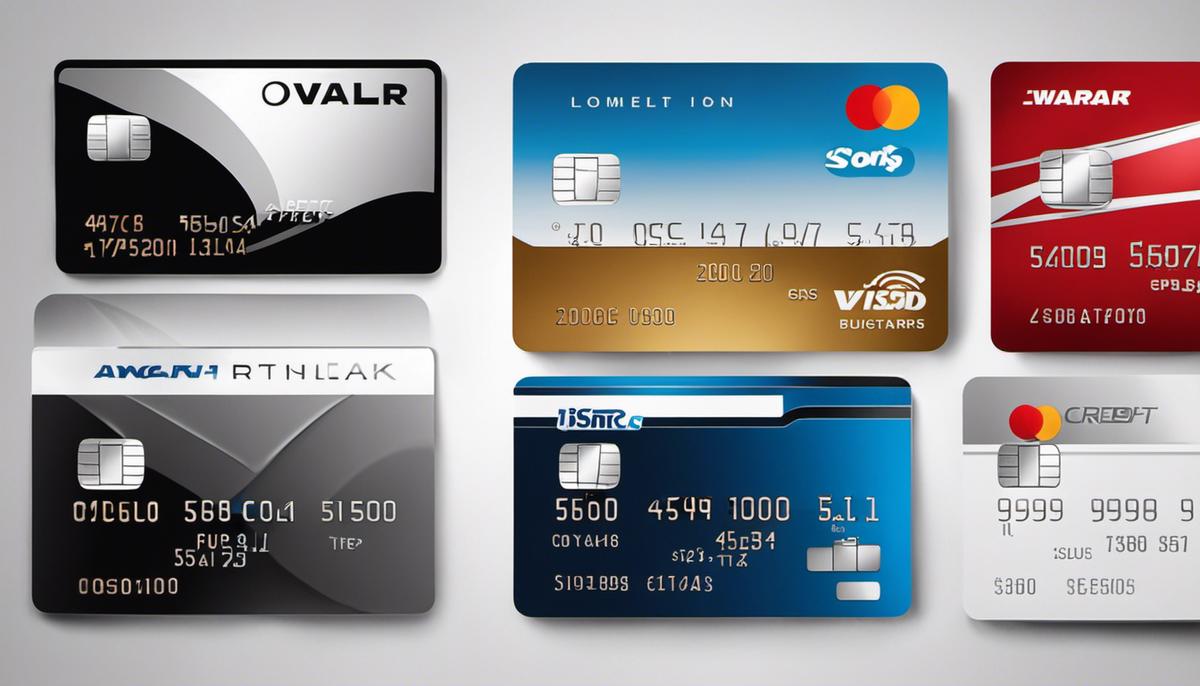 Various credit cards on a white background