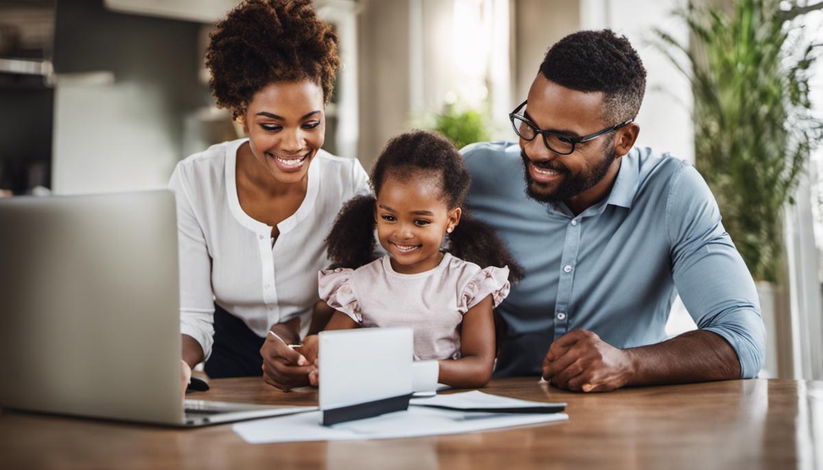 Image of a family using credit monitoring services to protect their financial health